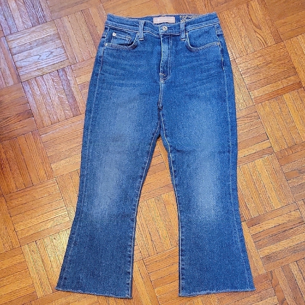 7 For All Mankind Women's High Waist Slim Kick Blue Denim Jeans Size 27